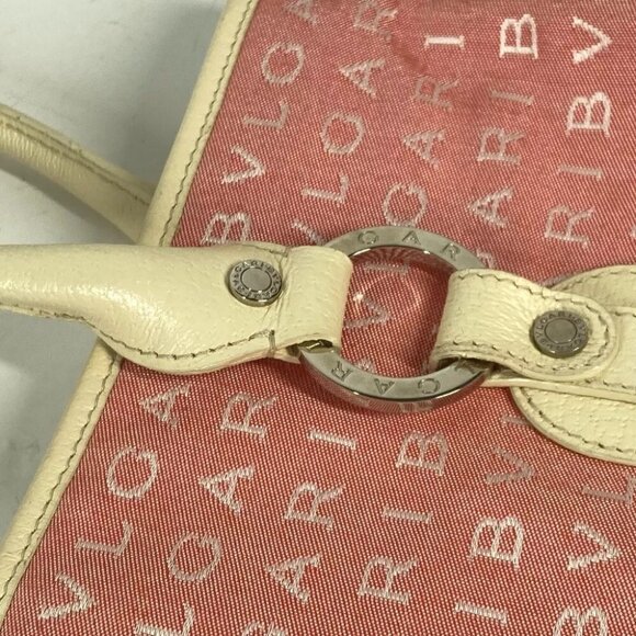BVLGARI Logo mania Vertical Tote Bag Shoulder Bag Leather/Canvas pink/White - Picture 7 of 15